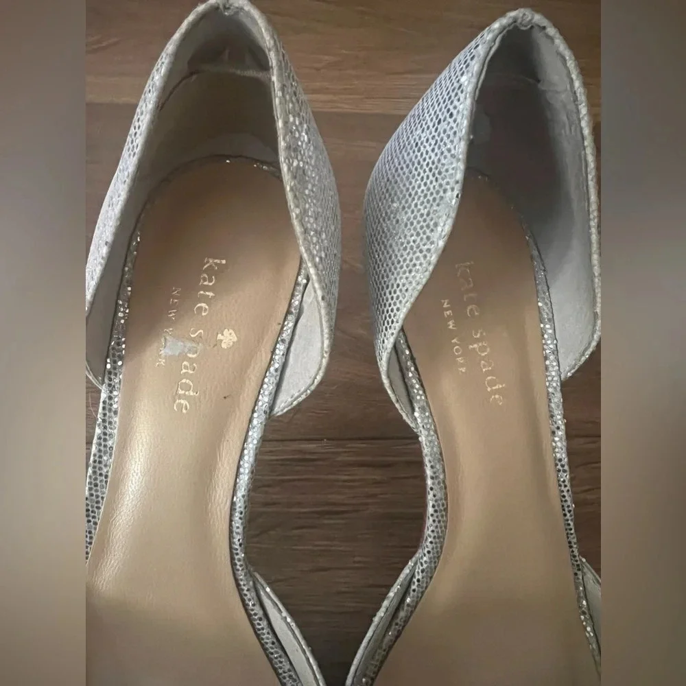 Kate Spade New York Womens 7.5 M Vero Cuoio Silver Glitter 3.5